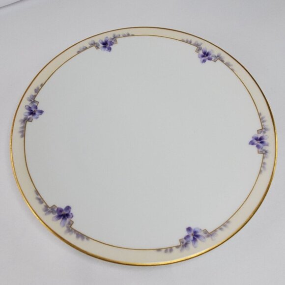 Antique Lucin Dwiht 1913 Porcelain Dinner Plate With Violet Floral & Gold Trim - Picture 11 of 11